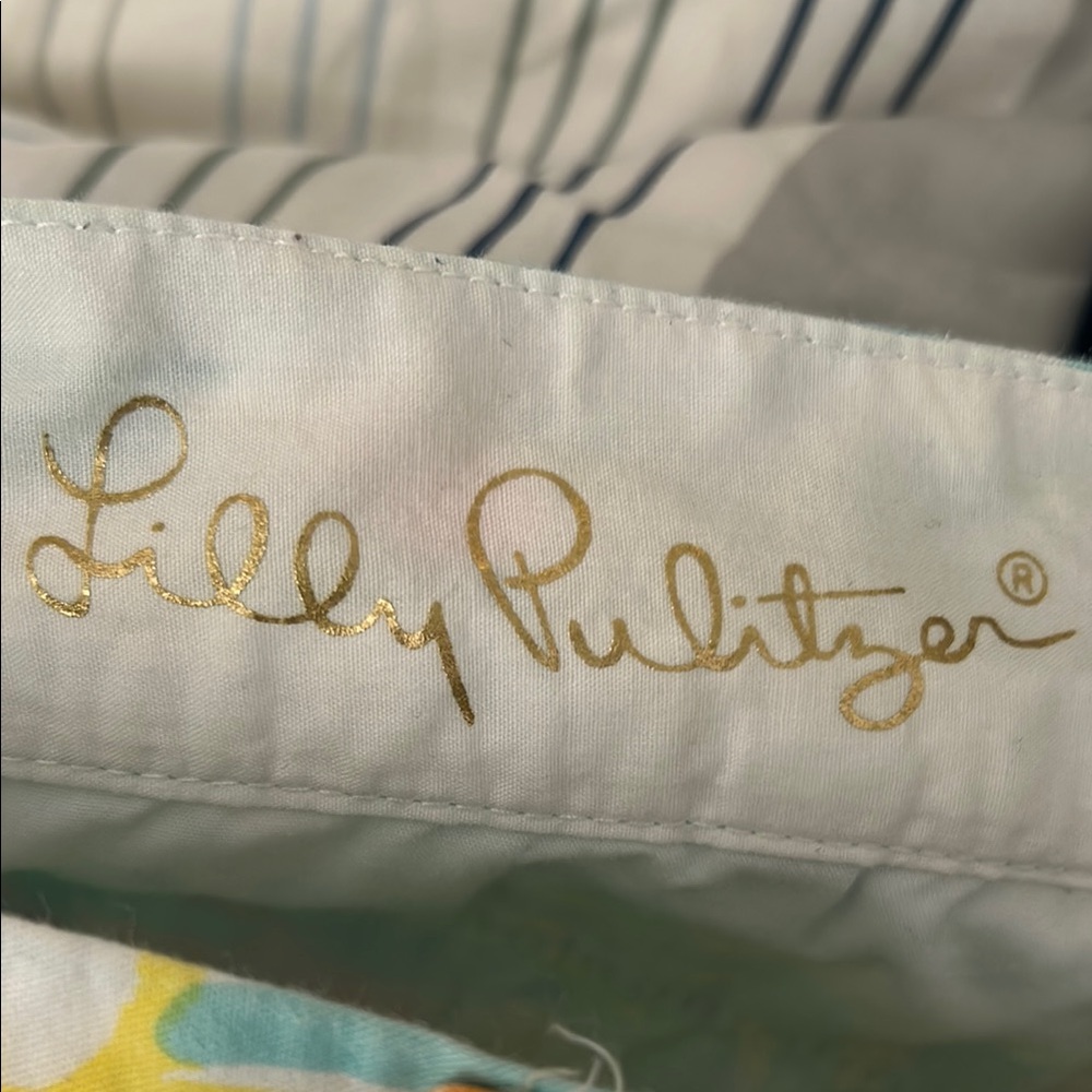 Lilly Pulitzer Tropical Print Cotton Shorts - Aqua, Pink, Yellow, Green - Picture 5 of 8